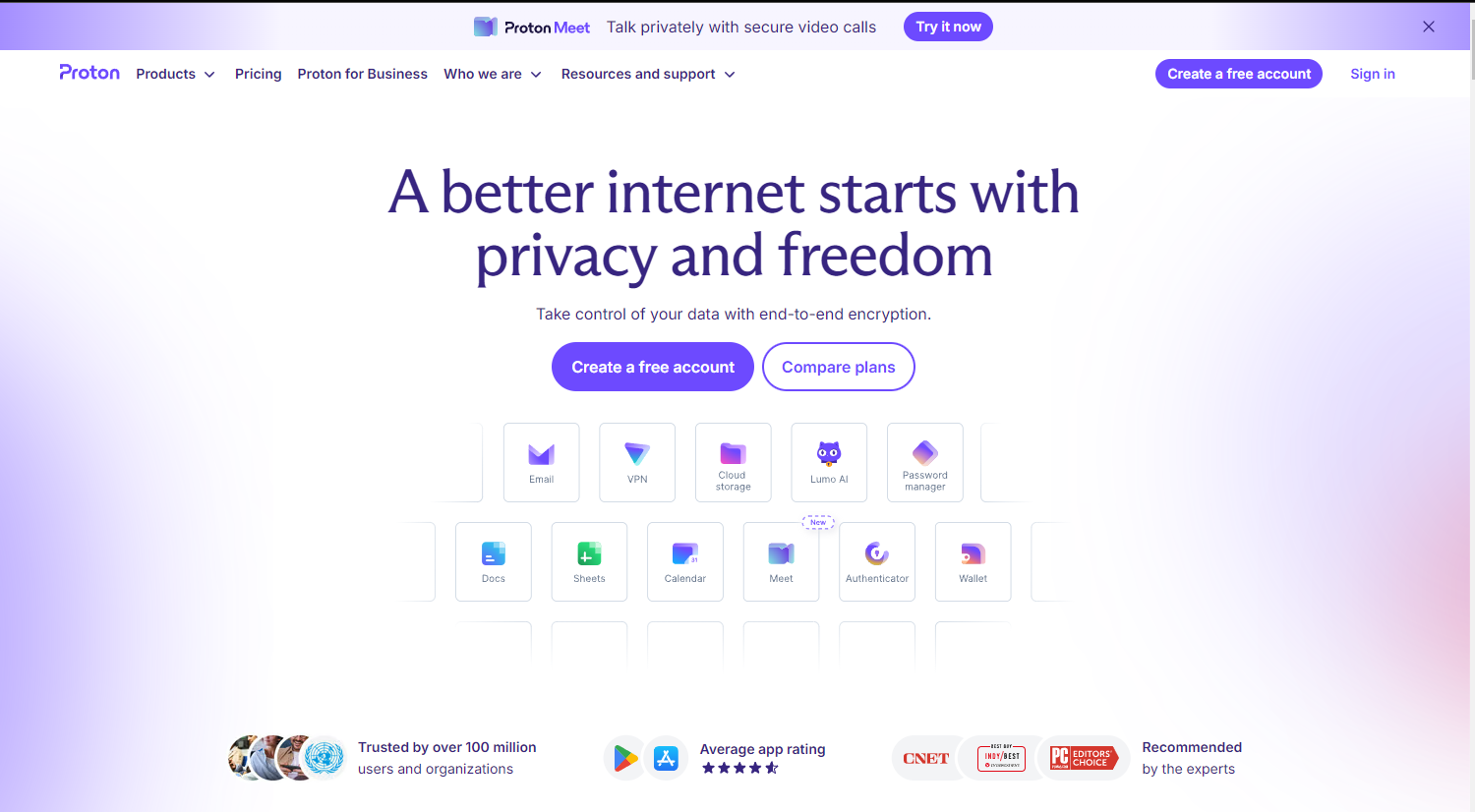 Proton Website Screenshot